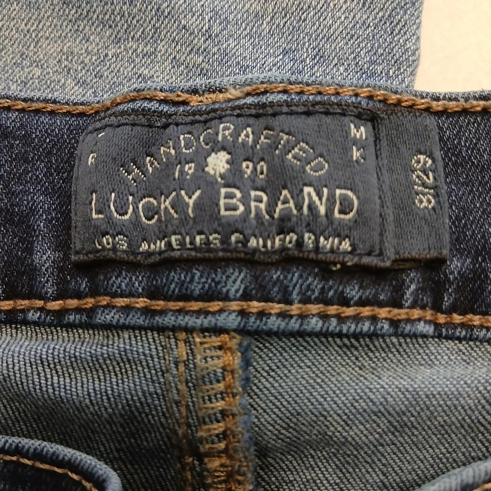 Lucky‎ Brand Brooke Straight Jeans Womens 8/29 Blue Denim Frayed Hem EUC
